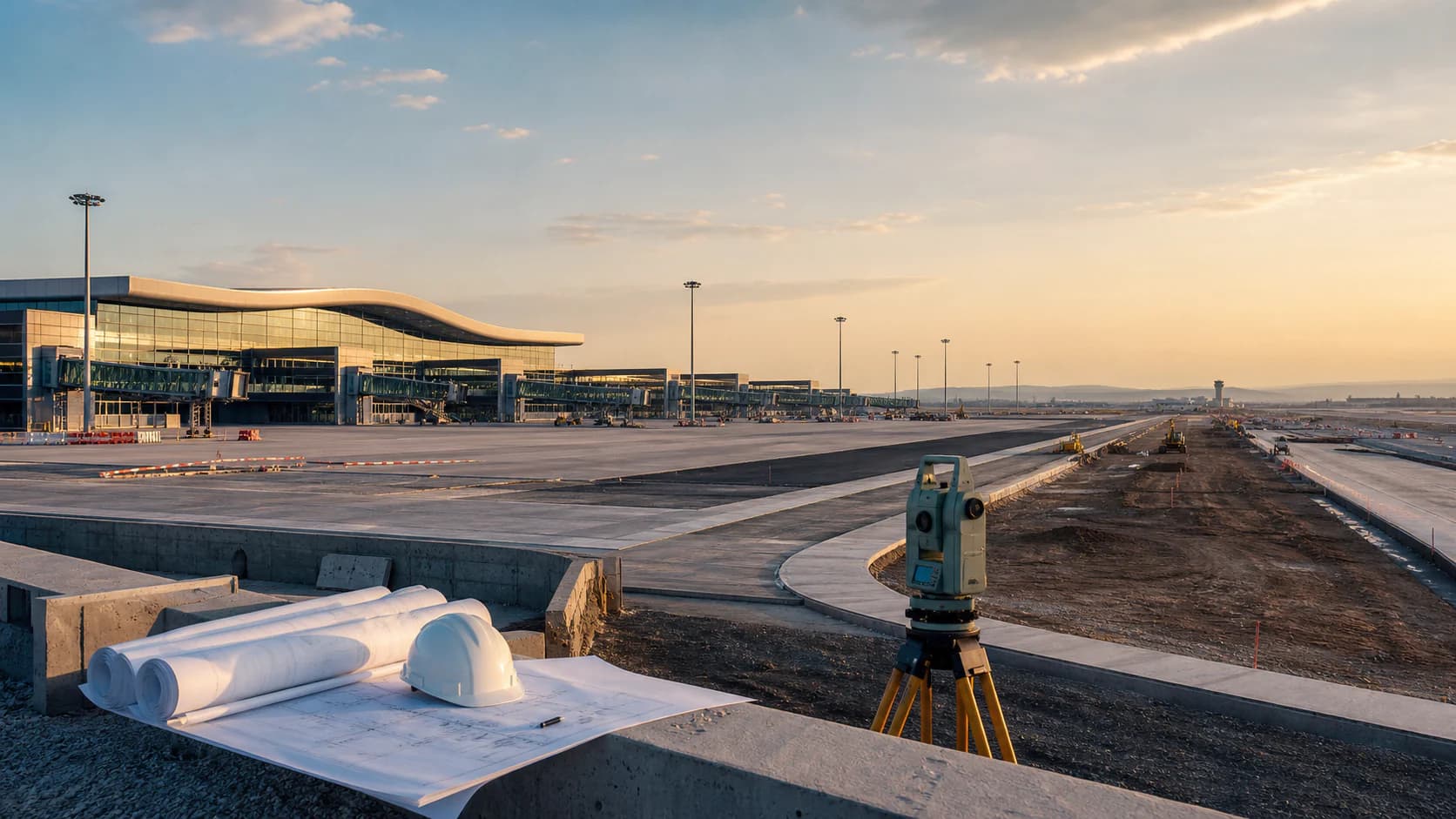 Conceptual airport infrastructure project under development